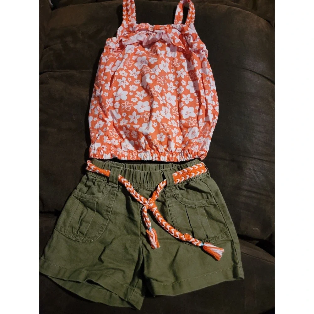 Gymboree‎ surf adventure floral tank green shorts size 4